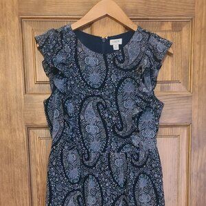 JCrew paisley flutter sleeve dress